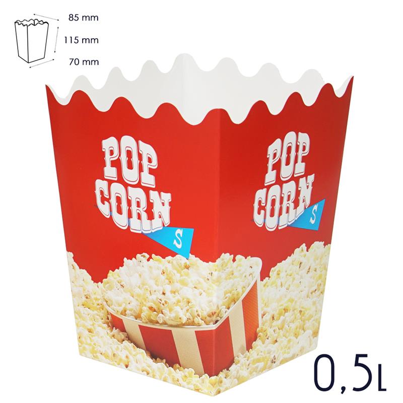 Popcorn Bæger S - Kasse med 500 stk 